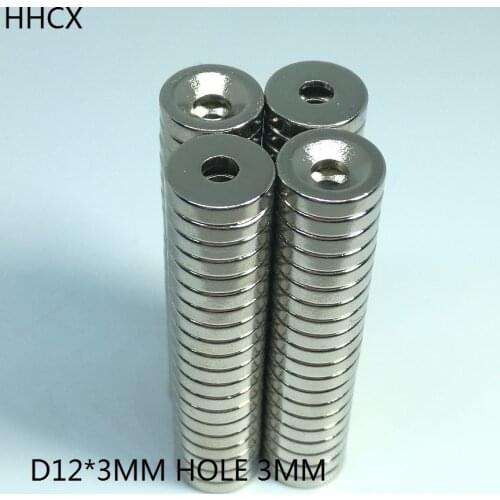 5 10 50 100PCS/LOT Magnet 12x3 Hole 3 N35 Strong D Countersunk NdFeB MAGNET 12*3 Permanent Magnets 12x3-3