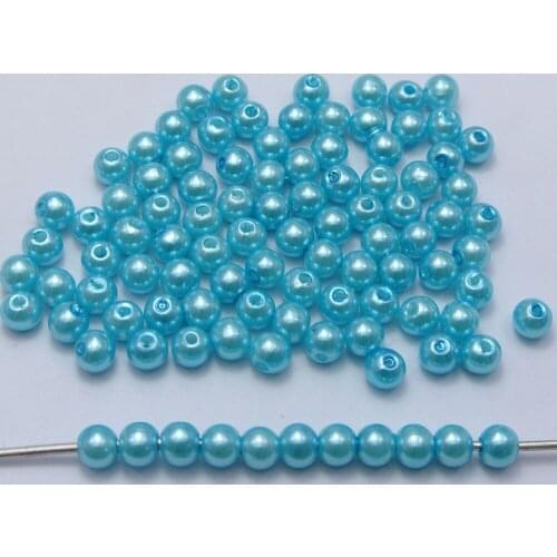 500 Pcs 6mm Plastic Faux Pearl Round Beads Sea Blue Imitation Pearl