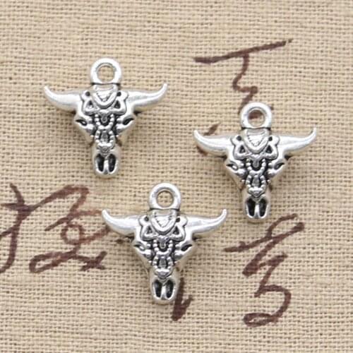 6pcs Charms Skull Bull Ox Star Head 17x16x7mm Antique Making Pendant fit,Vintage Tibetan Silver color,DIY Handmade Jewelry