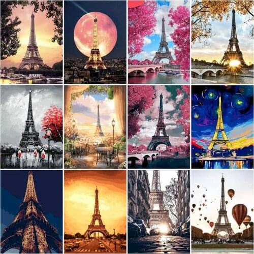 Scenery Acrylic Paint By Numbers Set Oil Painting For Adults DIY Kits Canvas Frame Picture Drawing Coloring By Numbers Decor Art