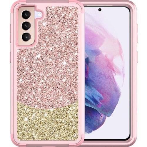 3 in 1 Glitter Shockproof Armor Case For Samsung Galaxy S21 Ultra S21 Plus Note 20 S10 S9 Note 9 8 S8 Case Luxury Phone Cover
