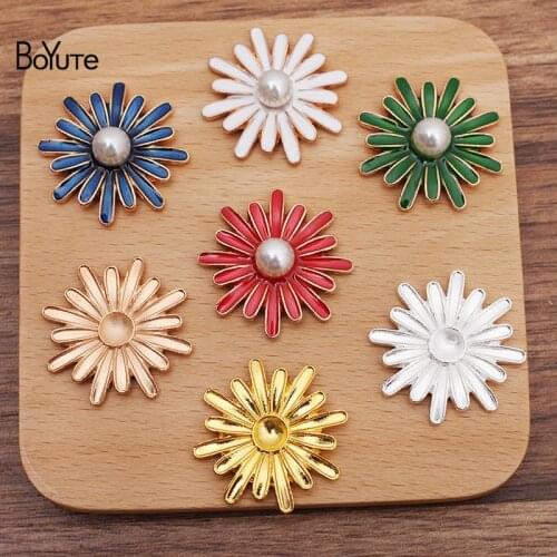 BoYuTe (20 Pieces/Lot) 29MM Dripping Oil Daisy Flower Factory Supply Handmade DIY Alloy Jewelry Accessories