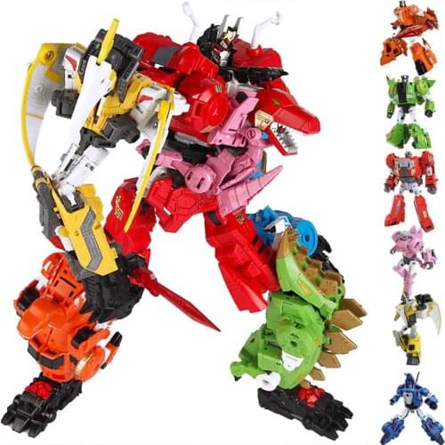 COOL 6 IN 1 Transformation Movie 5 Anime Robot Toys KO GT G1 Devastator Older Kids Boy Dinosaur Classic Action Figures Toys Gift