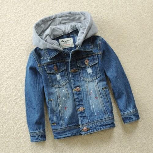 Childrens Denim Jacket 2019 Spring And Autumn Jacket For Boy Kids Hooded Outerwear Coat Solid Soft For 3-14 Years Wear