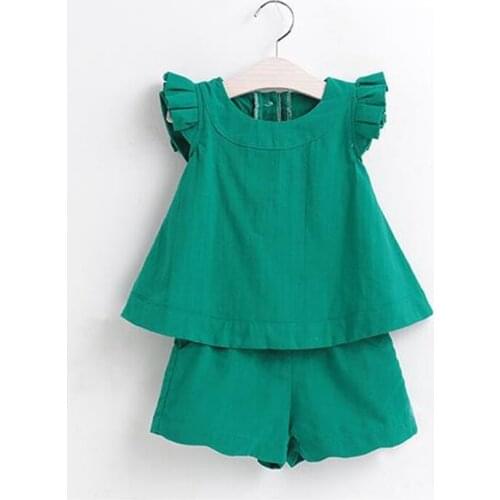 Baby Girls Clothing Set 2020 Summer New Fashion Girl Solid Color Sleeveless Top + Shorts 2 Pcs Kids clothes for girls 1-5 years