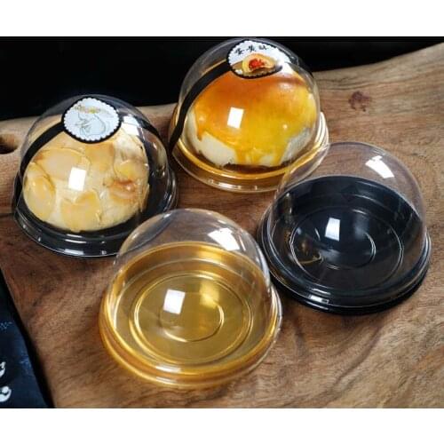 50pcs/lot Moon Cake Box Packaging Egg-Yolk Puff Container Transparent Mooncake Dome Boxes Baking Packing Box Party Gift Decor