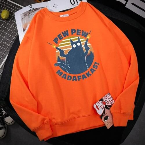 Cute Pew Madafakas Hoodies Cartoon Cat Printing Sweatshirts For Mens Korean Style Male Hoodies High Quality Retro Men Sweatshirt