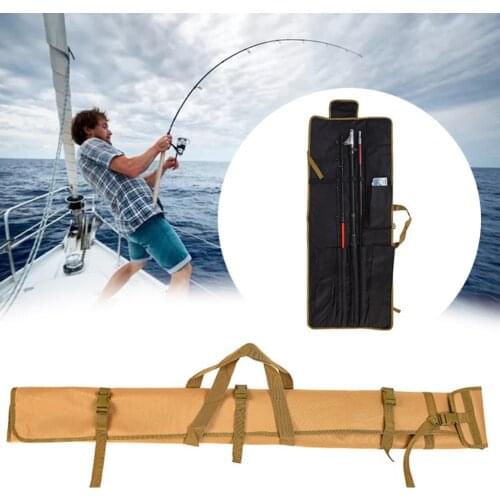 Multifunctional Foldable Fishing Rod Bag High Capacity Thickened Fishing Storage Pouch Adjustable Strap Fishing Tool Handbag