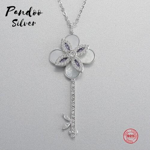 Fashion Charm 925 Sterling Silver Original 1:1 Copy, Lucky Four-leaf Clover Key Shape Wild Necklace Female Luxury Jewelry Gifts