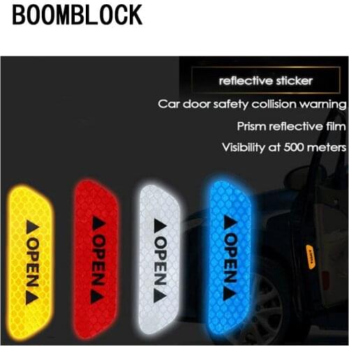 Car Door Stickers 4Pcs/set OPEN Auto Warning Mark Reflective Tape for BMW E39 E90 E36 F30 E34 Mini Cooper Audi A4 B8 A3 Q5 A5