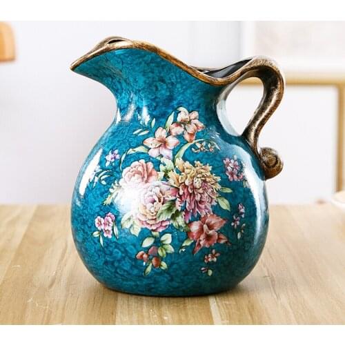 European Style Luxury Porcelain Small Vase Craft Living Room Flower Arrangement Milk Pot Home Decoration RETRO Art Decoration