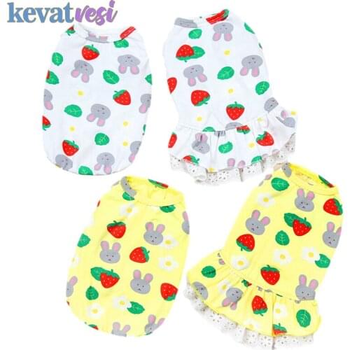 Dog Clothes Summer Cute Strawberry Rabbit Printing Pet Dog Vest Dress Small Medium Dogs Breathable Pug Chihuahua Ropa Para Perro