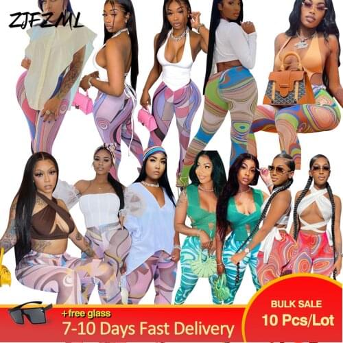 Wholesale Bulk Items Lots Mesh Print Foot Leggings Women Medium Waist Body-shaping Pant Streetwear 90s 2000s Female Trousers