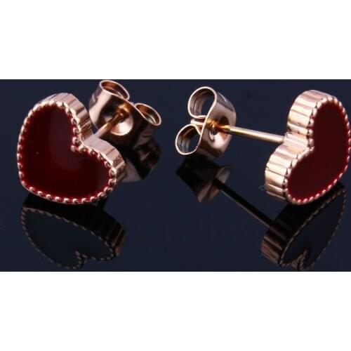 OUFEI Stainless Steel Rose Gold Heart Earrings 2019 Fashion Jewelry Stud Earrings For Women Jewelry Accessories Wholesale