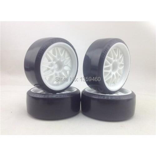 Pre-Glued New 4pcs RC Carpet Drift Tires Tyre Wheel Rim 1/10 Drift Tire F20 (Material White) 4mm offset Drifting For Carpet