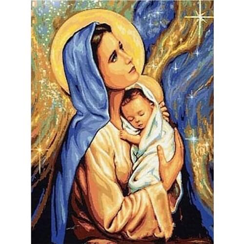 Religious Diamond Painting Portrait Round Full Drill Madonna and Child Nouveaute DIY Mosaic Embroidery 5D Cross Stitch Gifts
