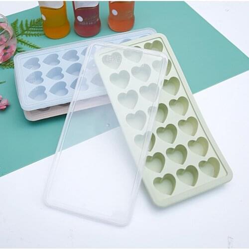 Silicone Wear-resistant 21 Grids Flexible Heart Shape Ice Mold Tray Lightweight Ice Tray Non-slip for Daily Life