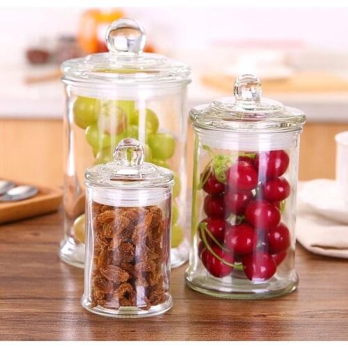 NHM 1 pcs Glass tea can sealed storage tank large transparent Chinese medicine dried fruit mixed grain tea glass bottle