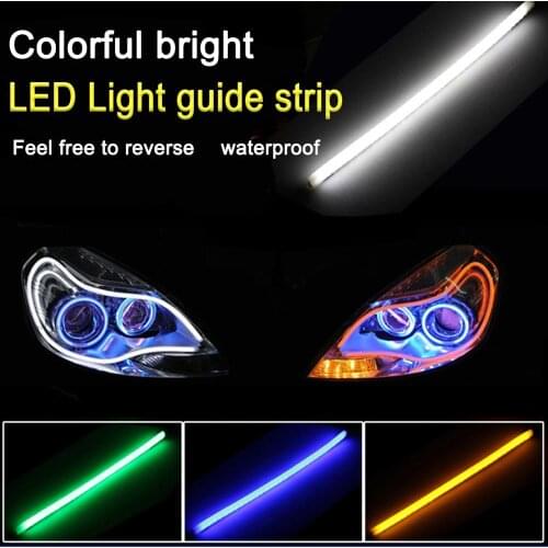 Car LED Guide Strip Ultra-thin Daytime Running Two-color Flow Belt Turn Tear Eye Light Headlights