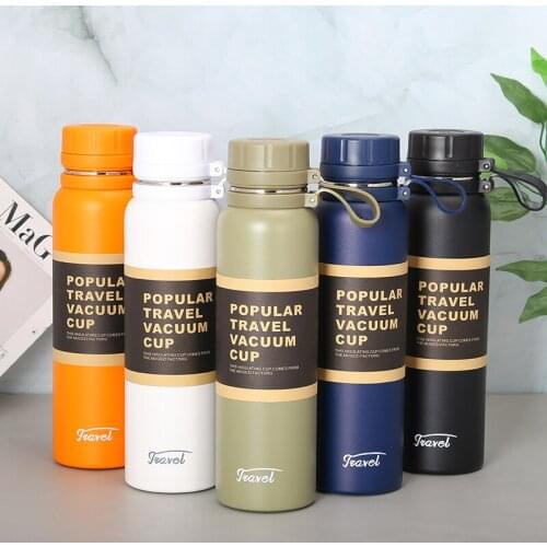 Stainless Steel Vacuum Flask Mocha Coffee Cup Harajuku Style Sports Cups Portable Water Bottle With Handle Space Jug Thermos Cup