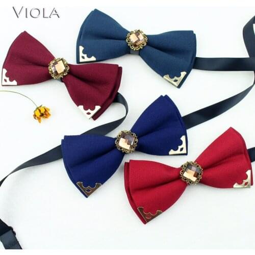 Jewelry Royal Solid Cotton Female Bowtie Metal Leather Firm Figured Butterfly Vintage Stylish Accessories Party High Quality