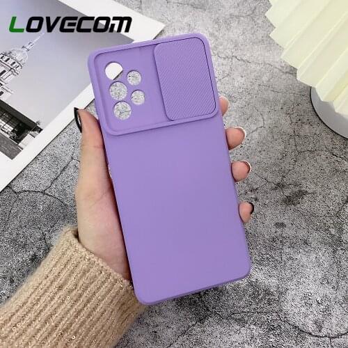 LOVECOM Camera Protection Phone Case For Samsung Galaxy S21 Ultra S21 Plus A72 A71 A52 A42 Soft Silicone Candy Color Back Cover
