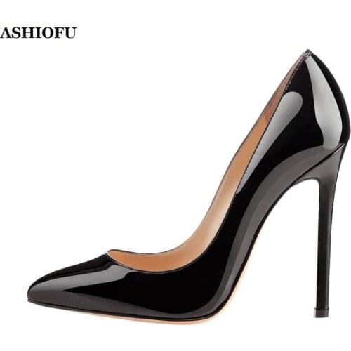 ASHIOFU New Handmade Womens 120mm High Heel Pumps Office&Career Party Prom Shoes Slip-on Disgalley Evening Fashion Court Shoes