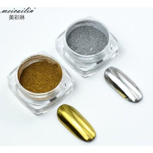 1 Box 0.3g Holographic Glitter Gold Silver Powder Shining Mirror Effect Chrome Manicure Pigment Dust Nail Powder Art Decorations