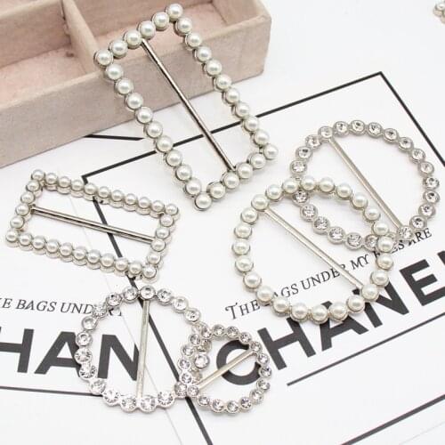 1pcs New Summer T-shirt Corner Silk Scarf Button Pearl Waist Button High-grade Metal Rhinestone Round Rectangular Button