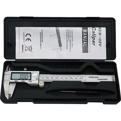 150mm 6 inch caliper Stainless Steel Electronic Digital Vernier Caliper Metal Micrometer Measuring with box