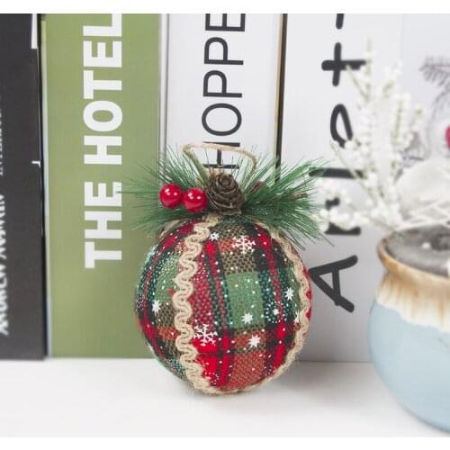 3pcs Red Plaid Painted Balls Christmas Tree Ornaments Gift PVC Ball Hanging Holiday Party Decor TS2 Christmas Pendant