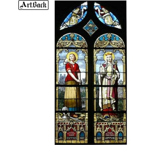 Colorful Window Flower Diamond Painting Full Square Religious Leader 5d Diamond Embroidery Virgin Mary Diy Cross Stitch