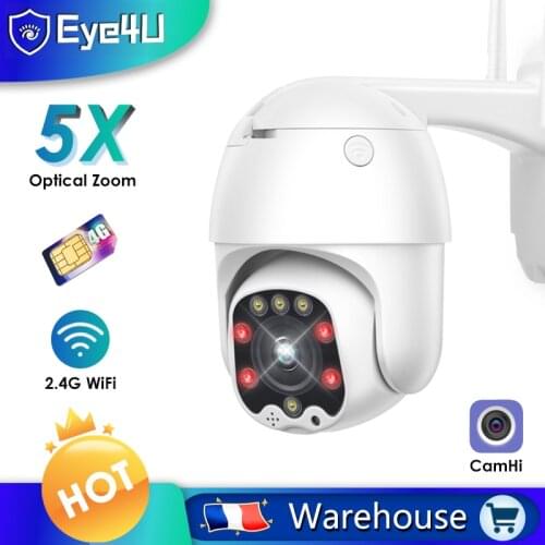 WIFI Wireless Camera 1080P 2MP 5X Optical Zoom PTZ Speed Dome IP Camera IR Two Way Audio H.265X Security Surveillance Outdoor