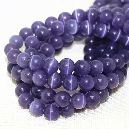 Bohemia style charming purple Mexican opal cat eyes smooth round loose spacer stone beads 4,6,8,10,12mm jewelry 14inch B1591