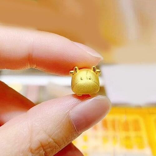 Pure 24K Yellow Gold Bracelet 3D 999 Gold Chinese Zodiac Cattle Bracelet