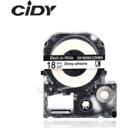 CIDY 30Pcs SS18KW LC5WBN LC-5BWN Compatible For Epson/KingJim LW-300 LW-400 18mm Black on White adhesive label tape ribbon