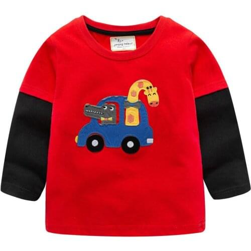 Jumping Meters car Long Sleeve Tops Clothes 2018 Brand Engineering Kids T-shirts Clothing Children Shirts Autumn Auto Cotton