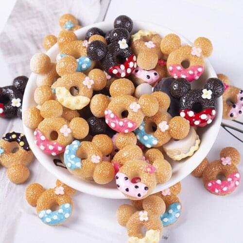 20Pcs Simulated Food Donut Planar Resin Figurines DIY Craft Basteln Cartoon Hair Accessories Phone Shell Patch Arts Ornaments