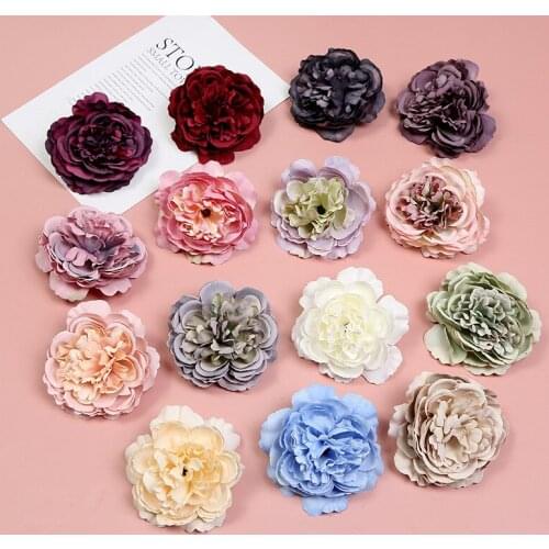 30pcs 8cm Hibiscus Flower Head Valentines Day DIY Simulation Flower Wedding Wall Headdress Cloth Flower Accessories Decoration