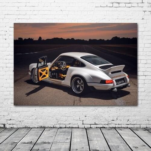 Classic Porsches 911 DLS Singer Sportscar White Car Home Decor Posters Canvas Printed Wall Art Painting Living Room Decoration