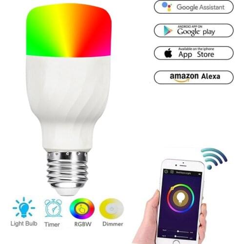 Creative Smart home WiFi led light bulb APP connect Alexa Google home voice control E27 colorful dimmable led bulb free shipping