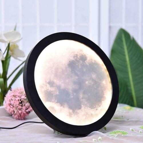Moon Mirror Lamp Moonlight Makeup Mirror Wall-Mounted USB Mirror with Night Light for Bedroom Living Room Decoration