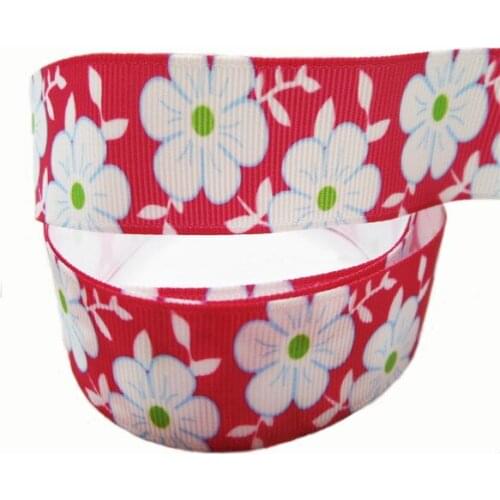 IuBuFiGo ribbon 7/8" 22mm Flower Printed Grosgrain ribbon ribbons DIY Handmade Tape 50 yards/lot X2082 Free shipping
