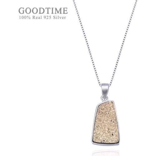 Fashion Women Necklace Pure 925 Sterling Silver Necklace Geometric Blue Crystal Pendant Creative Clavicle Chain For Dress Up