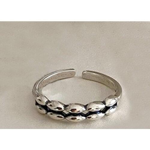 Fashion Simple Silver Color Rice Grain Beads Rings for Women Open Adjustable Finger Ring Party Wedding Ring Fine Jewelry