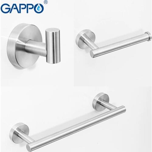 GAPPO Gold Black Bathroom Hardware Set Black Robe Hook Single Towel Bar Robe Hook Paper Holder Bathroom Accessories Y38124-2