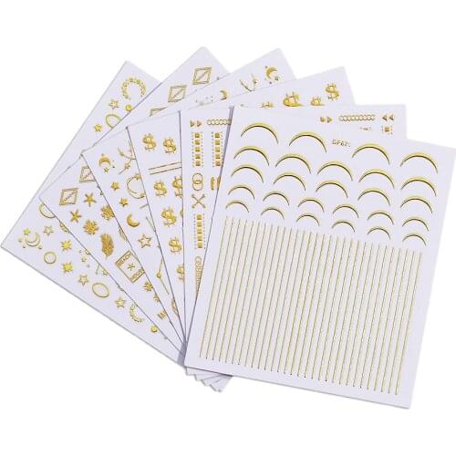 6 Styles Nail 3D Sticker Decals 6pcs/lot Self-adhesive 3D Stickers Trip-Line Round Moon Star Hollow Design DD Sticker X NL51 6PC