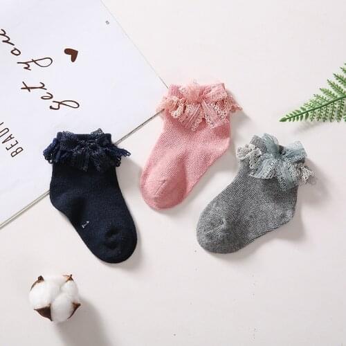 Soft Cotton Baby Girl Socks Lace Flower Bows Autumn Cute Princess Baby Socks Pink White Newborn Toddler Kids Socks 0-12 Months