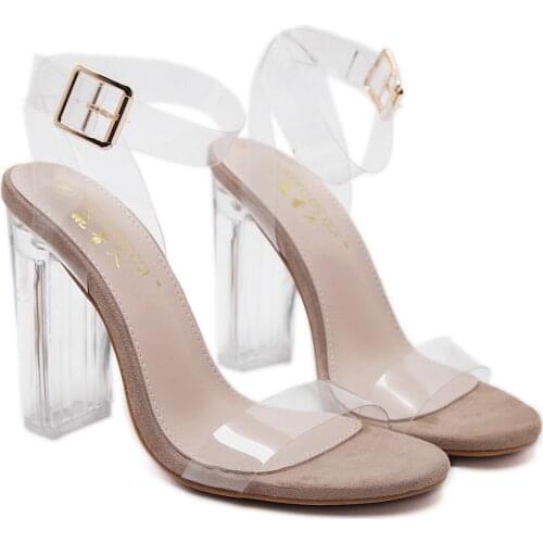 2021 New transparent pvc Jelly sandals Open Toed high heels pumps women shoes ladies party shoes heels wedding shoes talon femme