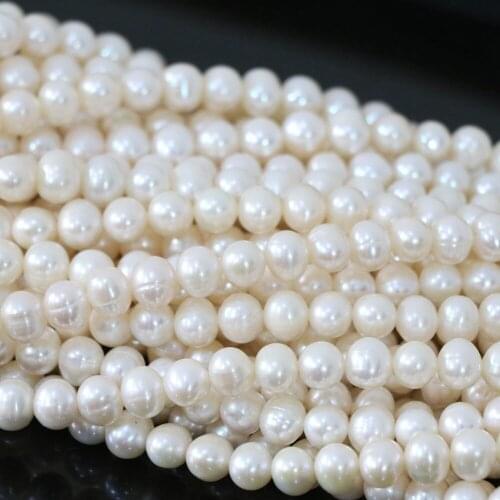 New white natural near round pearl loose beads 7-8 mm suitable for DIY bracelet necklace women jewelry making 14 inches